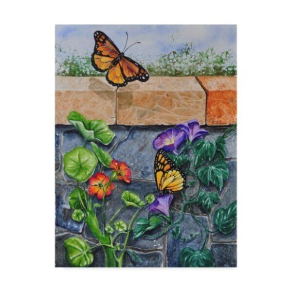 Charlsie Kelly 'Monarchs, Nasturtiums And Morning Glories' Canvas Art, 24x32, Trademark Fine Art, Mfr#: ALI40932-C2432GG